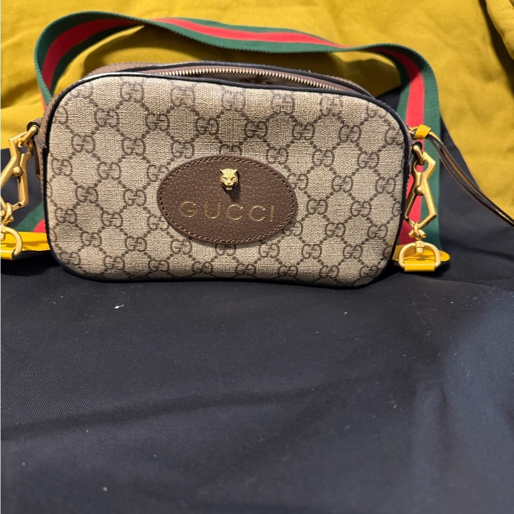 GG Supreme Monogram Web Neo Vintage Shoulder Bag Beige New Acero Crop